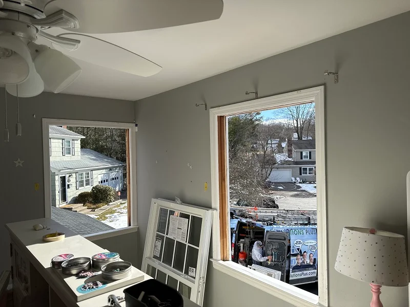 Harvey custom replacement windows being installed in Fairfield, CT